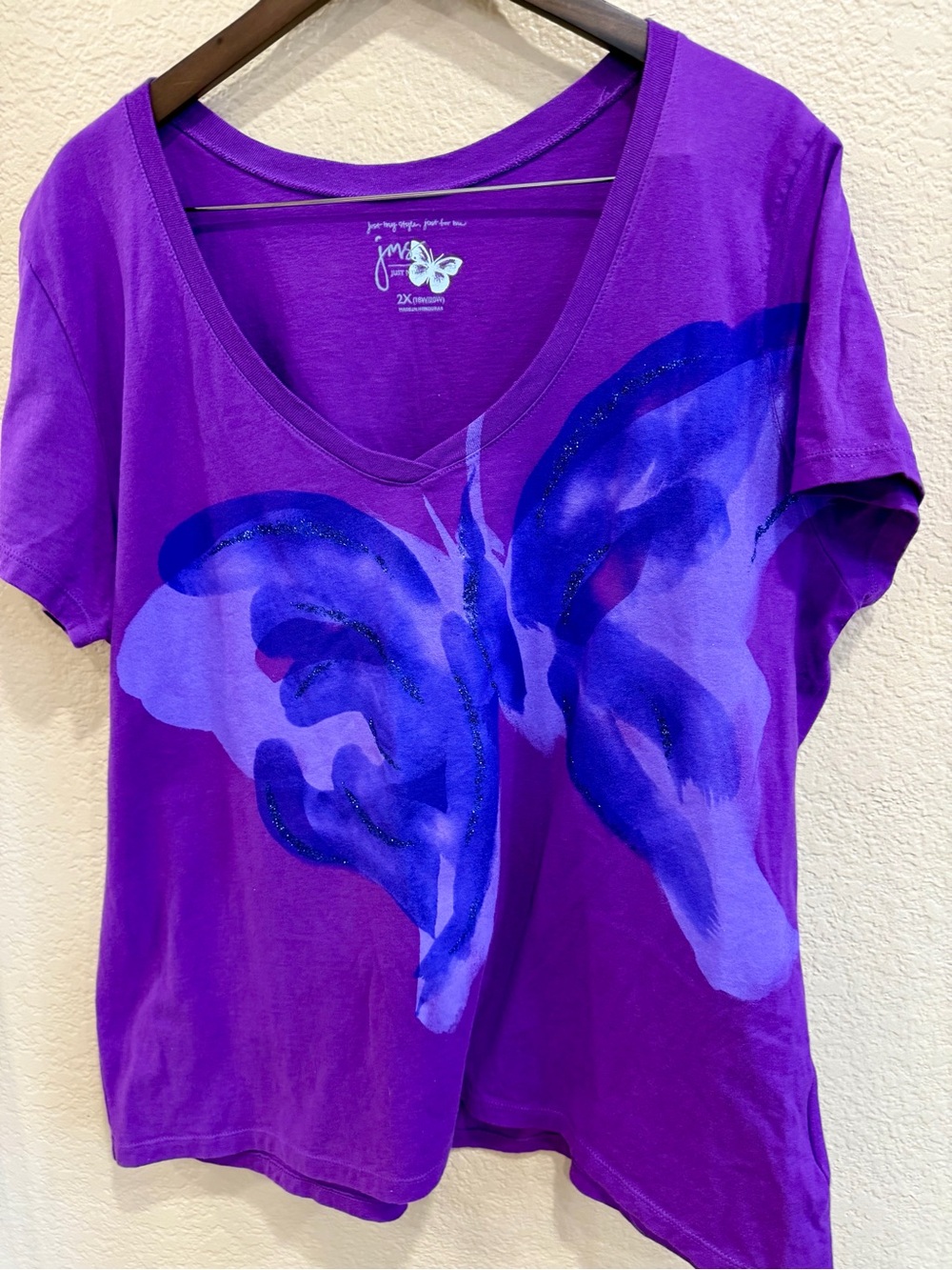 Y2K- JM Collection Purple Butterfly V-Neck Top